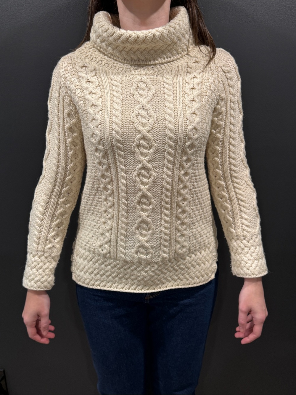 Cable Knit Turtleneck Sweater - Cream